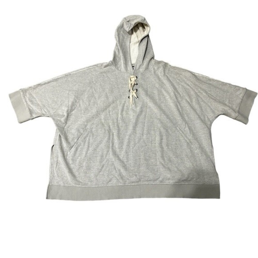 Sam Edelman Heather Grey Cozy Boxy Hoodie Poncho Oversized